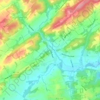 Carte topographique Butler, altitude, relief