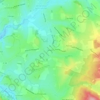 Carte topographique Chaugne, altitude, relief