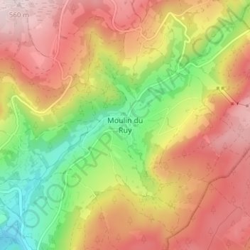 Carte topographique Moulin du Ruy, altitude, relief