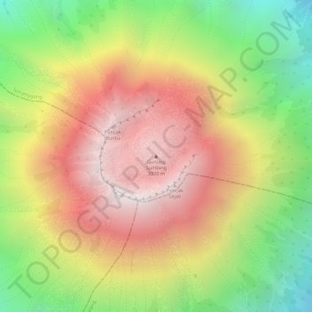 Carte topographique Mount Sumbing, altitude, relief