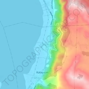 Carte topographique Loñgos, altitude, relief