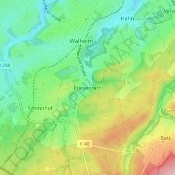 Carte topographique Friesenrath, altitude, relief