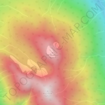 Carte topographique Mt. Mulligan, altitude, relief