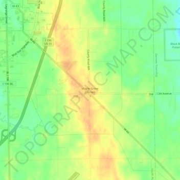 Carte topographique Maple Grove Corners, altitude, relief