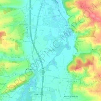 Carte topographique Hagenau, altitude, relief