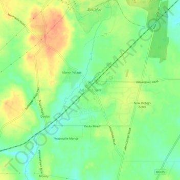 Carte topographique Adamstown, altitude, relief