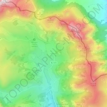 Carte topographique La Llusa, altitude, relief