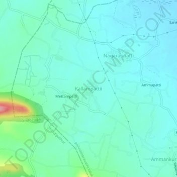 Carte topographique Kallampattii, altitude, relief