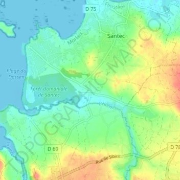 Carte topographique Brenesquen, altitude, relief