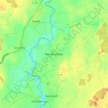 Carte topographique Westerakeby, altitude, relief