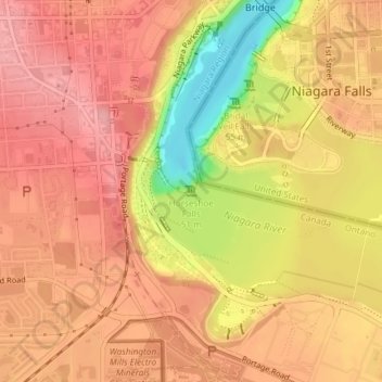 Carte topographique Horseshoe Falls, altitude, relief