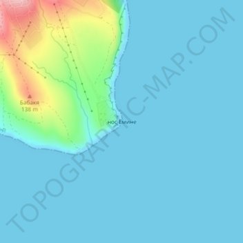 Carte topographique Cap Éminé, altitude, relief