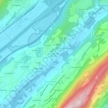 Carte topographique Saint-Jean, altitude, relief