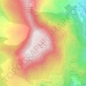 Carte topographique Mont Agel, altitude, relief