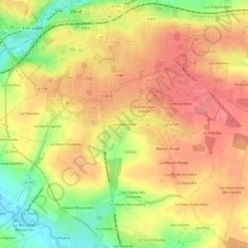Carte topographique La Chauvinière, altitude, relief