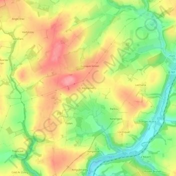 Carte topographique Kernanvel, altitude, relief