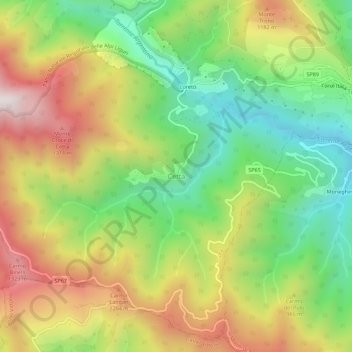 Carte topographique Cetta, altitude, relief