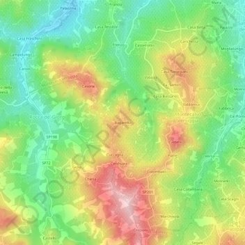 Carte topographique Bagarello, altitude, relief