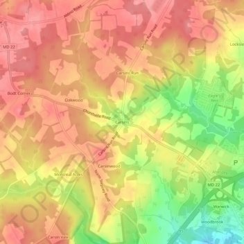 Carte topographique Carsins, altitude, relief
