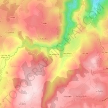 Carte topographique Le Luchadou, altitude, relief