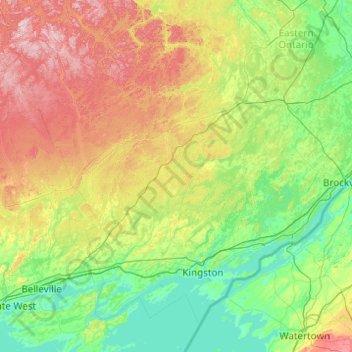 Carte topographique Frontenac, altitude, relief