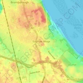 Carte topographique Eastham Village, altitude, relief