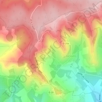 Carte topographique Vaugrenier, altitude, relief