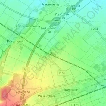Carte topographique Elsig, altitude, relief