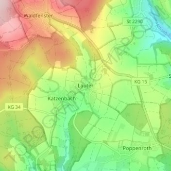 Carte topographique Lauter, altitude, relief
