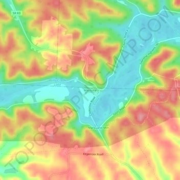 Carte topographique Maysville, altitude, relief