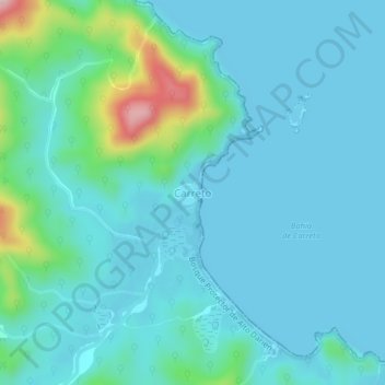 Carte topographique Carreto, altitude, relief