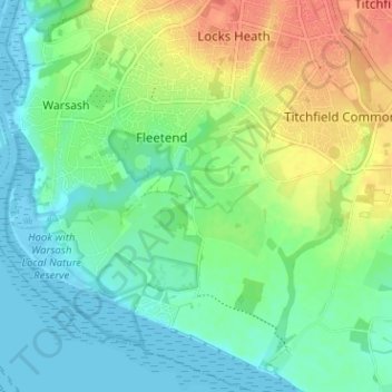 Carte topographique Hook, altitude, relief