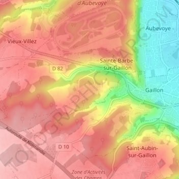 Carte topographique Mesnil Gosse, altitude, relief