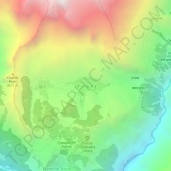 Carte topographique Khumjung, altitude, relief
