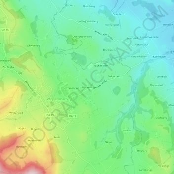 Carte topographique Hörtwies, altitude, relief