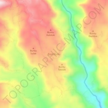 Carte topographique Bambalu, altitude, relief