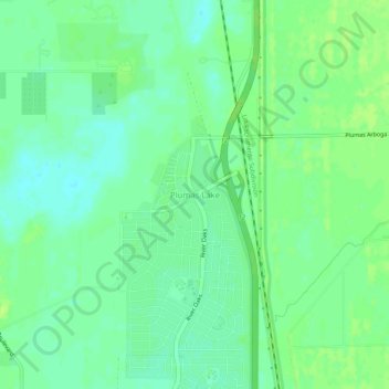 Carte topographique Plumas Lake, altitude, relief