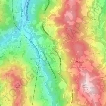 Carte topographique Serrucce, altitude, relief
