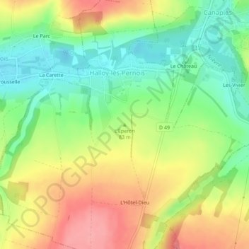 Carte topographique L'Éperon, altitude, relief