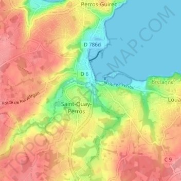 Carte topographique Traou Guillou, altitude, relief