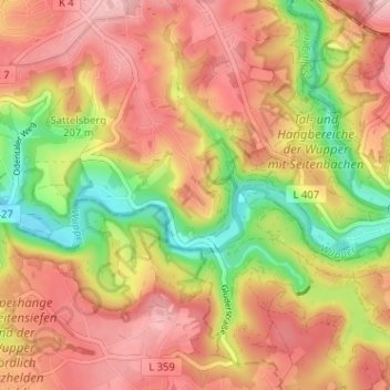 Carte topographique Pfaffenberg, altitude, relief