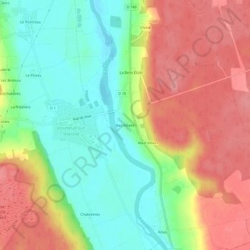 Carte topographique Bas Villiers, altitude, relief