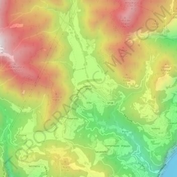 Carte topographique Vesio, altitude, relief