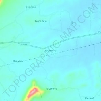 Carte topographique Vaca Morta, altitude, relief