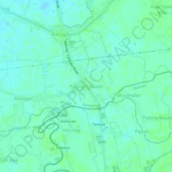 Carte topographique Pulong Palazan, altitude, relief