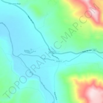 Carte topographique Liucura, altitude, relief