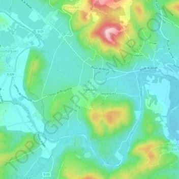 Carte topographique Saint-Gely, altitude, relief