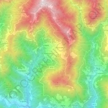 Carte topographique Bossola, altitude, relief