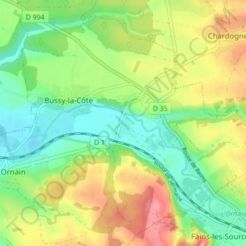 Carte topographique Varney, altitude, relief