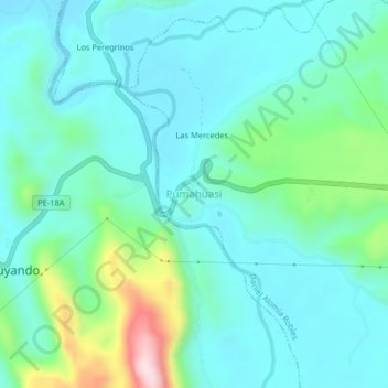 Carte topographique Pumahuasi, altitude, relief